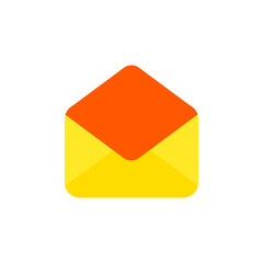 opened yellow envelope. can be used to design correspondence, notifications, business emails 