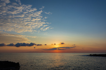 Adriatic sea. Ostuni, Puglia. Sunrise. Renowned seaside resort located in the heart of Salento....