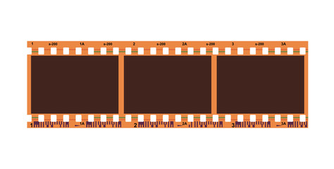 classical 35 mm film strip. Filmstrip photographer equipment. Analogue camera vector Illustration
