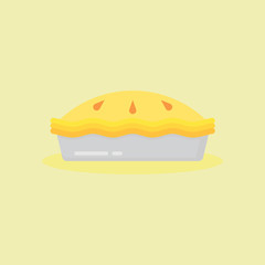 Apple, cherry or pumpkin pie in flat design.  can use for use on web and mobile apps, logo, print media,  Delicious fruit cake. Culinary theme, Baked cake, dessert for holiday, thanksgiving, xmas