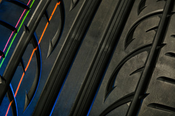 backdrop of beautiful summer tire tread close up.