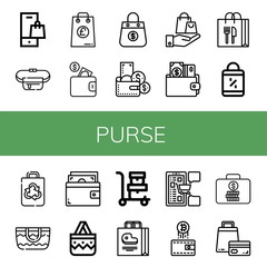 purse simple icons set