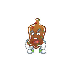 Gingerbread bell cartoon character design with mad face