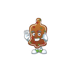 Gingerbread bell mascot cartoon design make a call gesture