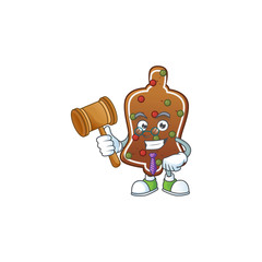 Charismatic Judge gingerbread bell cartoon character design with glasses