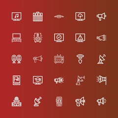 Editable 25 broadcasting icons for web and mobile