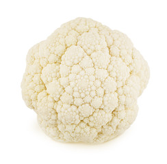 Fresh whole cauliflower isolated on a white background.