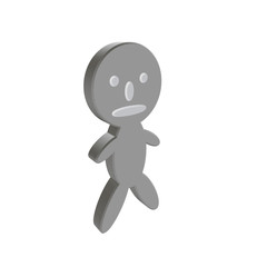 3D illustration gray human on white background.