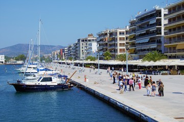 Greece, Volos 4/4/2020 Volos city , seafront in the morning,snapshots of daily life, public...