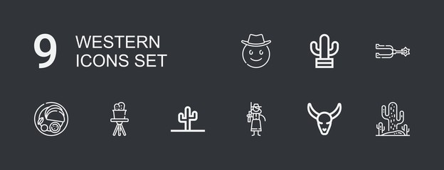 Editable 9 western icons for web and mobile