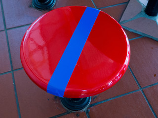 Marked stalls for social distancing at Hawker center, Singapore