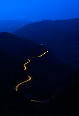 Blue hour light trails in the moutains © Handerson