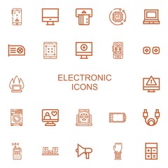 Editable 22 electronic icons for web and mobile