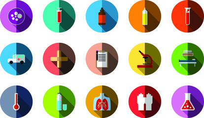 Set vector icon ,Flat medical icons with long shadow
