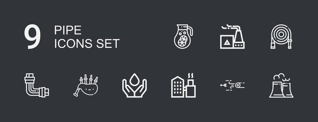 Editable 9 pipe icons for web and mobile