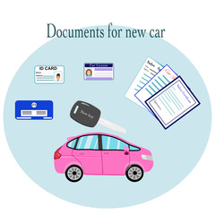 Car and document for buy new car.vector illustration