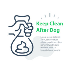Hand holding bag with dog poop, please keep clean after your pet - 335505081