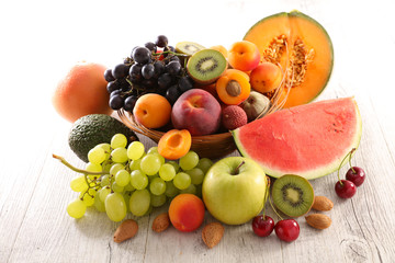 wicker basket with fresh fruits