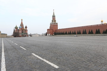 Quarantine in Moscow city. Covid-19, coronavirus in Russia. Epidemic, pandemic and Red Square...