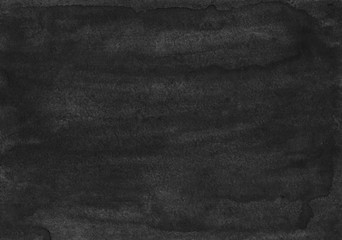 Watercolor old black background texture. Dark monochrome backdrop overlay. Abstract vintage watercolour painting. Stains on paper.