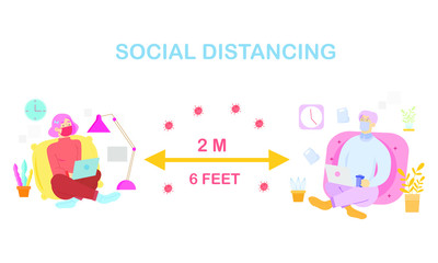 Social Distancing,keep the 2 meter distance.people to avoid spreading coronavirus