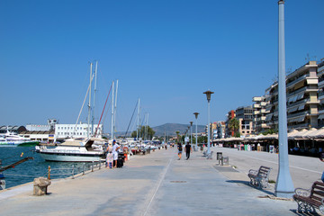 Greece, Volos 4/4/2020 Volos city , seafront in the morning,snapshots of daily life, public buildings, university, monuments