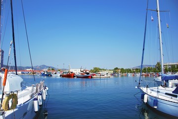 Greece, Volos 4/4/2020 Volos city , seafront in the morning,snapshots of daily life, public...