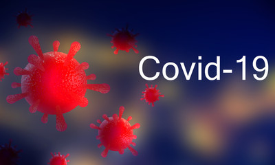 Image of Flu COVID-19 virus cell under the microscope on the blood.Coronavirus Covid-19 outbreak influenza background.Pandemic medical health risk concept 