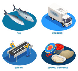 Seafood Isometric Compositions Set