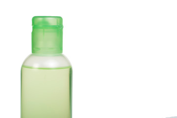 Green transparent cosmetic bottle