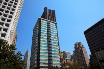 Obraz premium San Francisco, California / USA - August 25, 2015: Business district and buildings in San Francisco city, San Francisco, California, USA