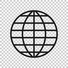 Earth planet icon in flat style. Globe geographic vector illustration on white isolated background. Global communication business concept.