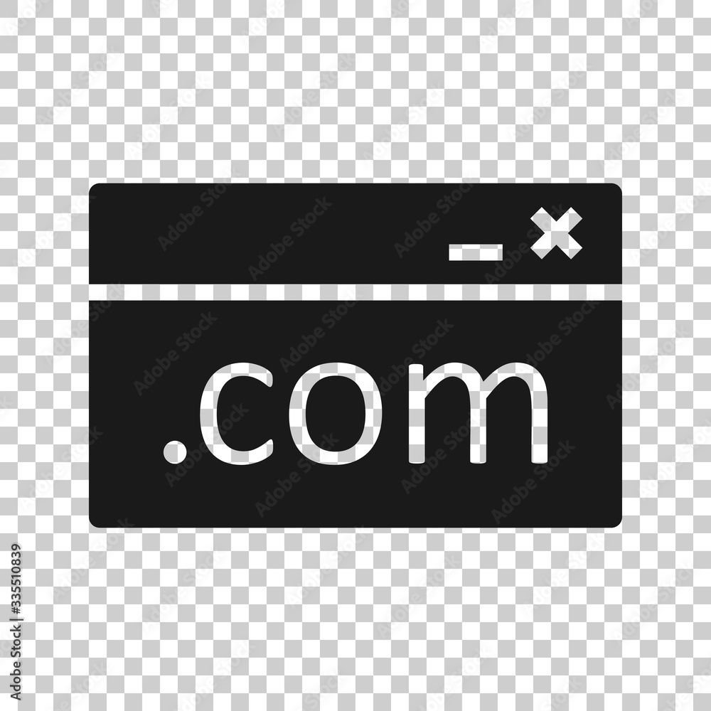 Aufkleber website domain icon in flat style. com internet address vector illustration on white isolated backgr