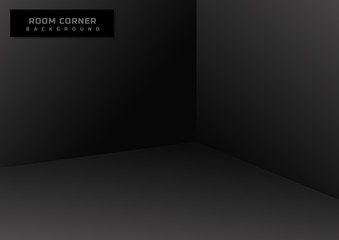 Empty room Interior corner view template black background. Mock up template for display design space for you text.