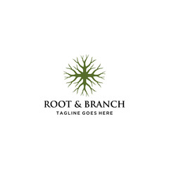 Old Tree root branch logo, sign vector logo template
