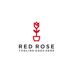 Beauty Rose logo vector logo design template, minimal line petal beauty salon