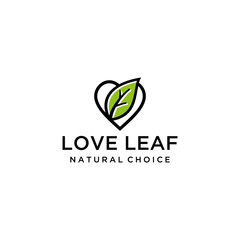 Modern leaf design logo concept with heart sign