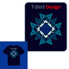 Ethnic boho ornament. Positive pattern on the t-shirt. Vector illustration for web design or print.