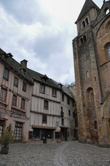 CONQUES, AVEYRON, FRANCE, EUROPE, AUTUMN 2018. Abbey of Sainte-Foy in the most beautiful and...