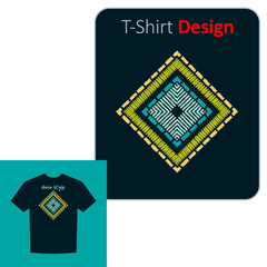 Obraz premium Ethnic boho ornament. Positive pattern on the t-shirt. Vector illustration for web design or print.