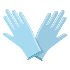 Protective rubber blue gloves. Precaution. Stop new type of virus.