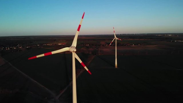 Wind Wheels At Sundown - Renewable Energy - Sustainability