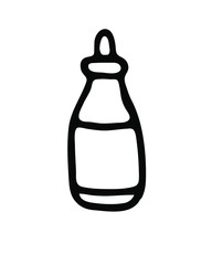 Hand drawn vector illustration with cream, serum or other cosmetics. Isolated on white background illustration with a hygienic theme for flyers, banners, booklets and other printed materials.