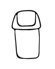 Simple hand drawn illustration with trash can for toilet room. Isolated on white background illustration with a hygienic theme for flyers, banners, booklets and other printed materials.