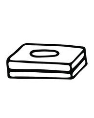 Hand drawn vector illustration with empty napkin holder. Isolated on white background illustration with a hygienic theme for flyers, banners, booklets and other printed materials.