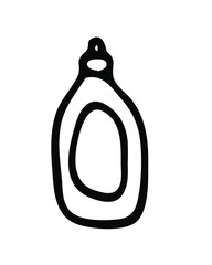 Hand drawn vector illustration with liquid soap or other detergent. Isolated on white background illustration with a hygienic theme for flyers, banners, booklets and other printed materials.