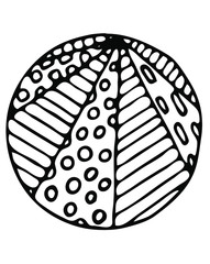 Hand drawn vector illustration with abstract geometric pattern. Isolated on white background illustration for flyers, banners, booklets, emblems and other printed materials. Logo for pizza bussiness.
