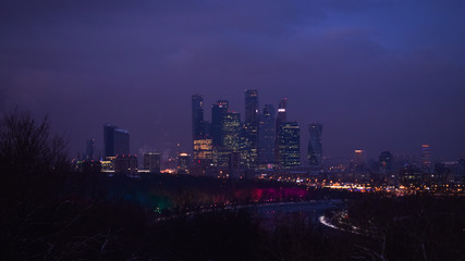 Fototapeta premium Late evening winter Moscow city landscape
