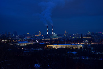 Night view of the city of moscow