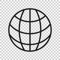Earth planet icon in flat style. Globe geographic vector illustration on white isolated background. Global communication business concept.
